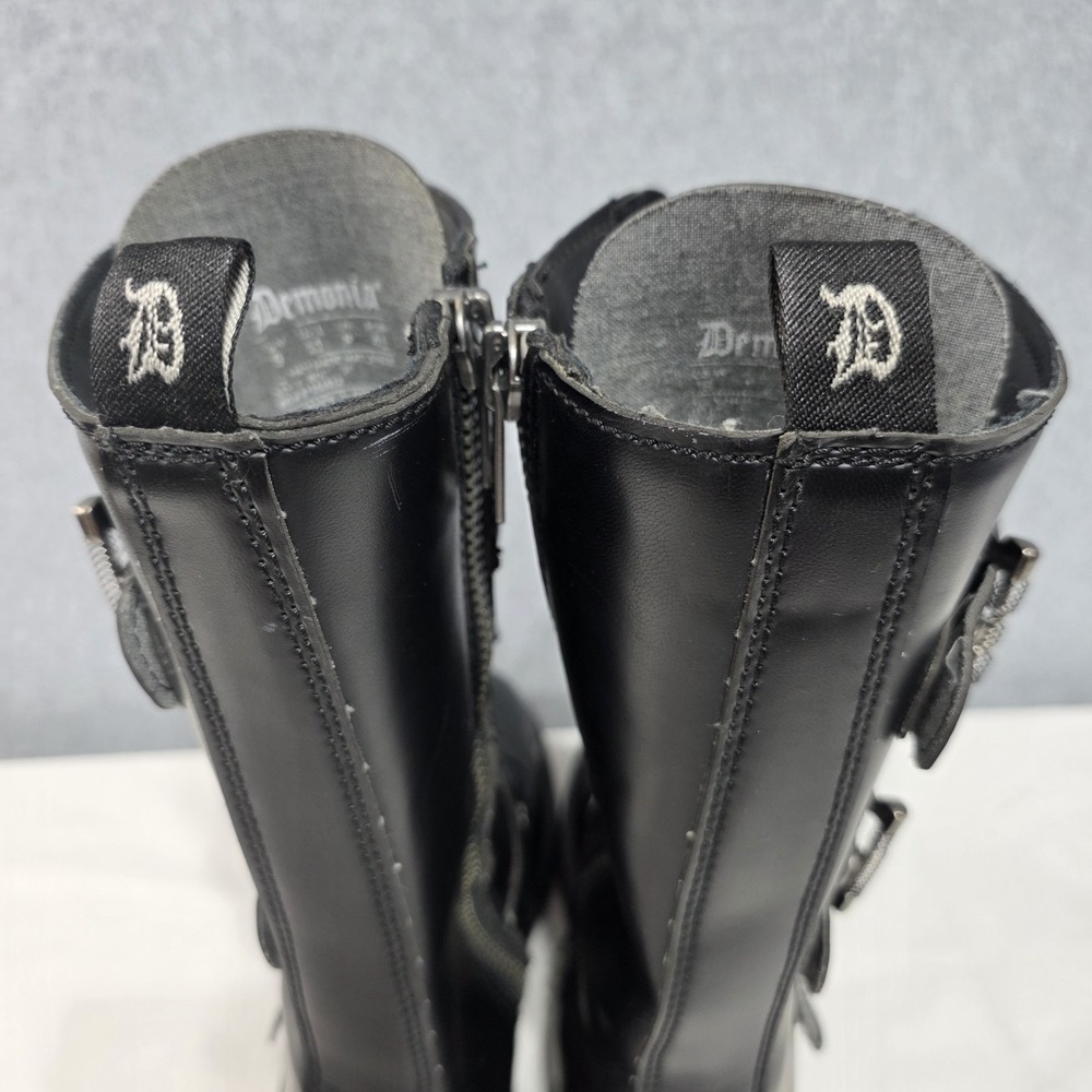 Demonia Black Leather Combat Boots - Side Zip - US 9 mens - Picture 8 of 16